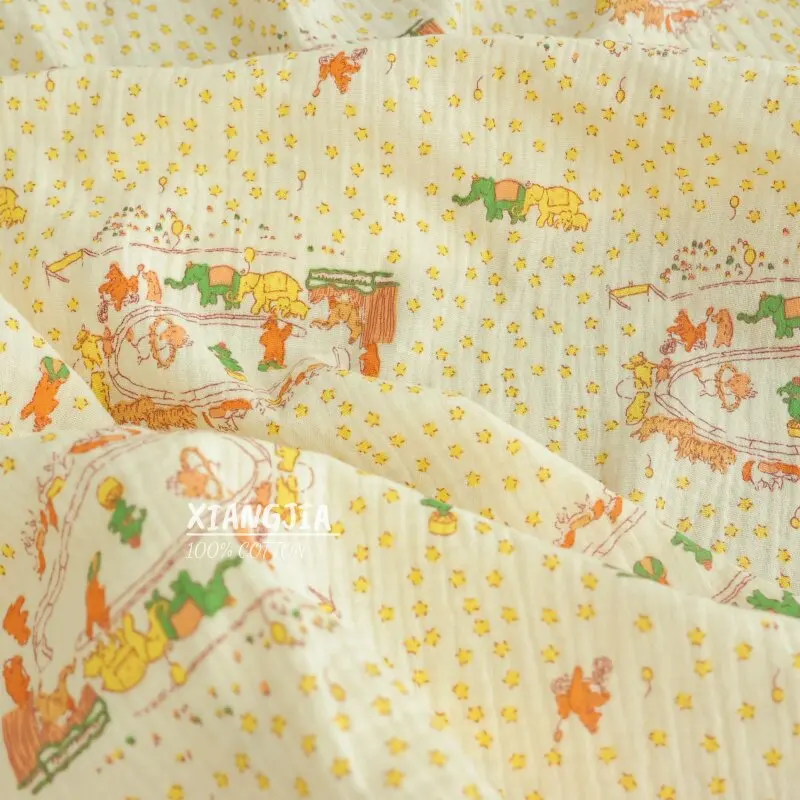 

Double Cotton Gauze, Little Prince Style, Elephant Circus Star Crepe, Pajamas, Loungewear Fabrics