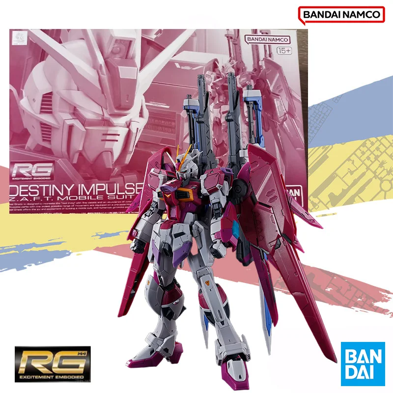 Bandai Original RG 1/144 Mobile Suit DESTINY IMPULSE GUNDAM Anime Action Figure Assembly Model Kit Toy Gift for Childern Kid