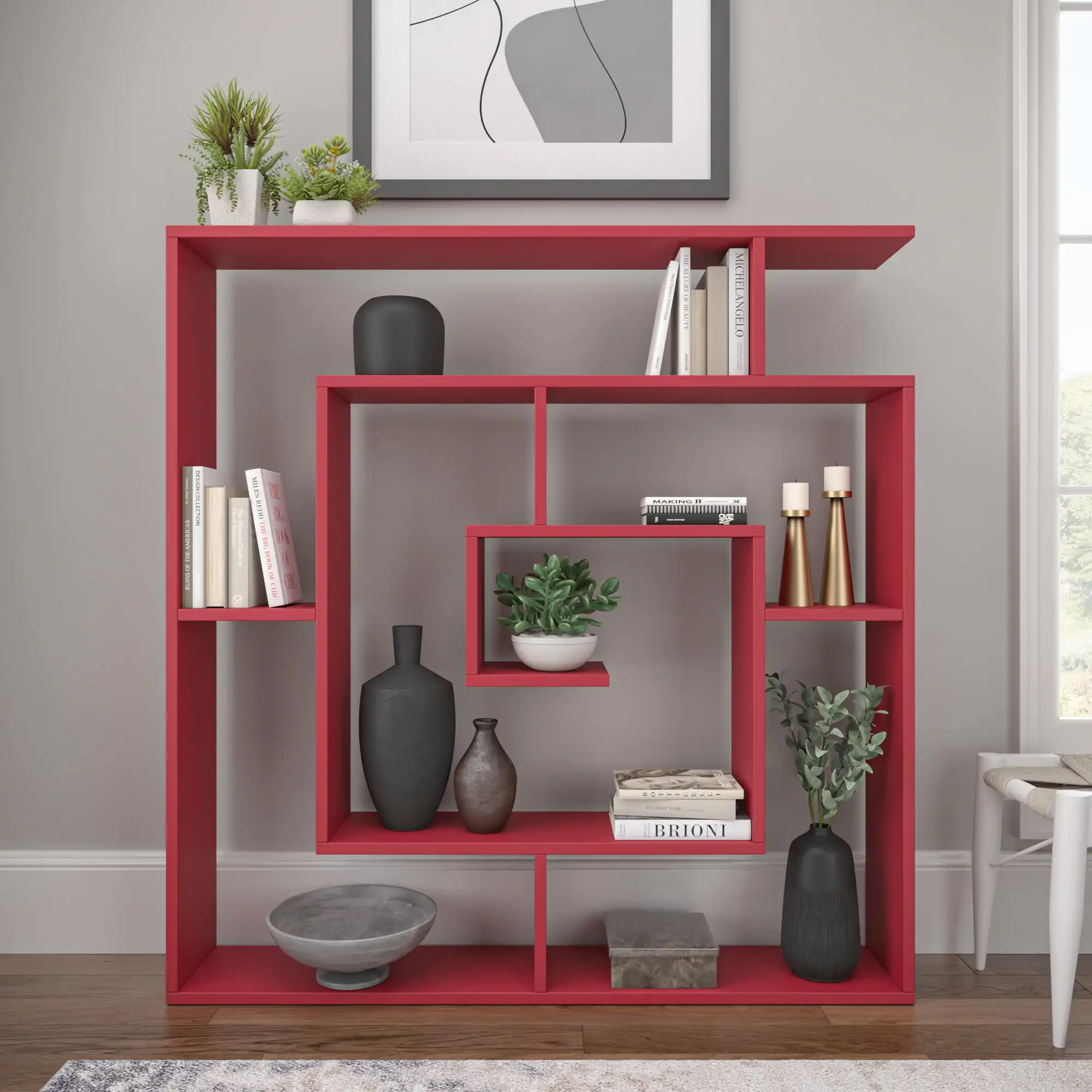 

Ada Home Decor Furniture 4 Tier Open Shelf Burgundy Briscoe Modern Bookcase