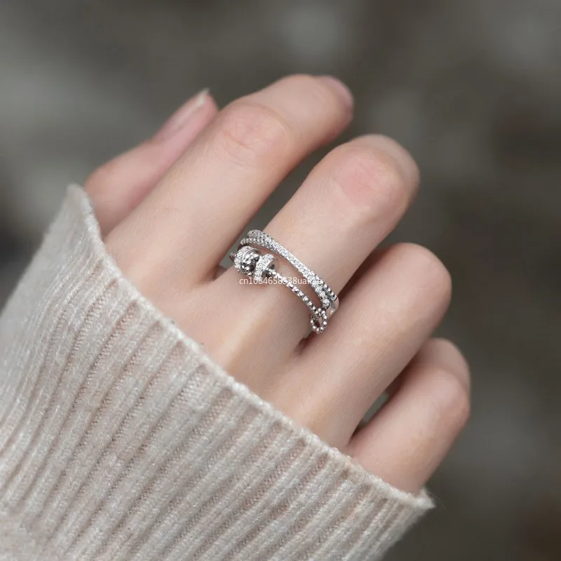 1pcs Zircon Beads Cross Fidget Ring with Card for Women Anti Stress Adjustable Anxiety Ring Aesthetic Ring Vintage Jewelry Gifts