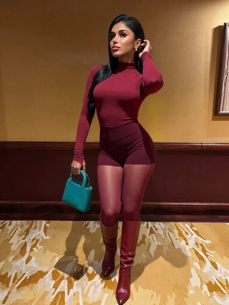 Sisterlinda Wild Mesh Patchwork 3 Piece Set Woman o-Neck Full Sleeve Tops+Shorts+Thin Leggings Tight Stretch Midnight Clubwear