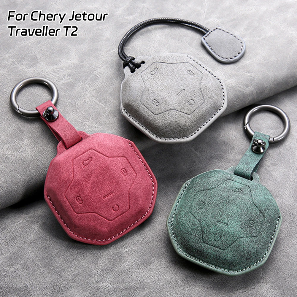 4 Buttons Car Remote Control Key Case Suede Leather Key Protect Cover Shell Accessories For Chery Jetour T2 Traveler 2023 2024