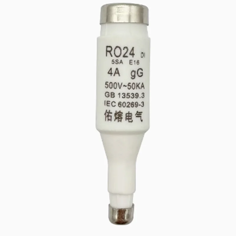 20 pieces RO24 5SA E16 D1 500V-50KA fuse core 2A 4A 6A 10A 16A 20A 25A 32A ceramic fuse  RO24 spiral fuse