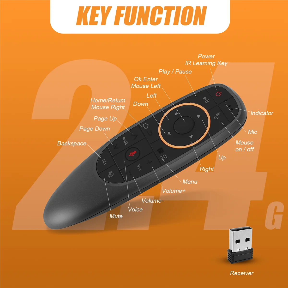 LDHL G10S Air Mouse Voice Remote Control 2.4G USB Receiver for Android TV BOX PC Gyro Sensing Mini Wireless Smart Remote