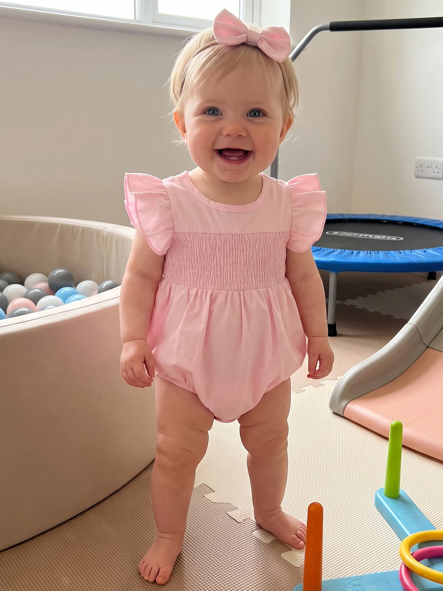 Summer-Romper Summer Color Flying Sleeve Baby Girl Summer Solid Sleeve Smocked Color Flying Color Top Rated