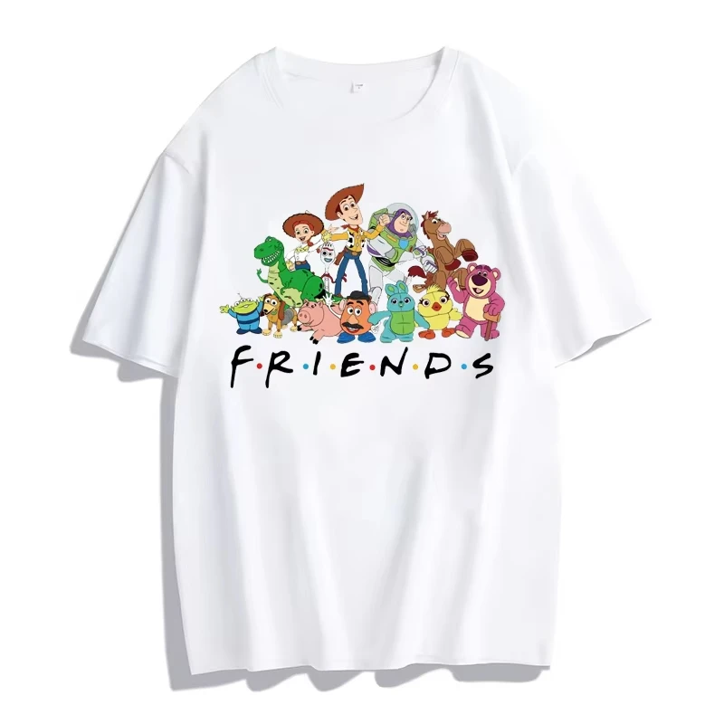 

Футболка с принтом «История игрушек Диснея», летняя женская повседневная уличная футболка с короткими рукавами, футболка с рисунком мультфильма, футболки в стиле Харадзюку, топы