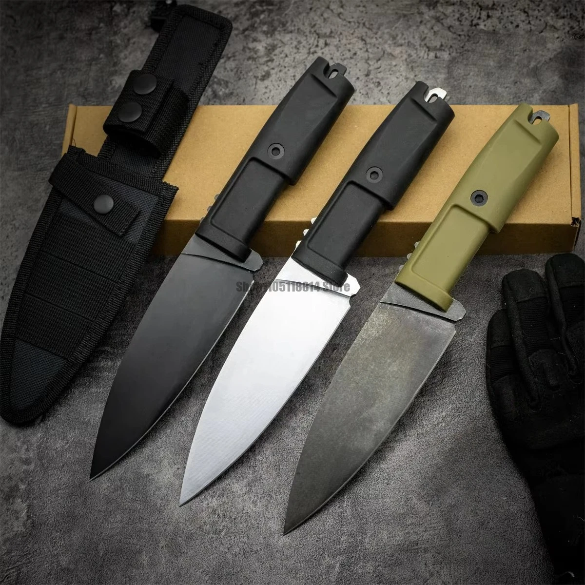 

Охотничий нож для выживания и кемпинга с прямым стальным лезвием, ручкой G10, противоскользящей резиной, нержавеющей сталью