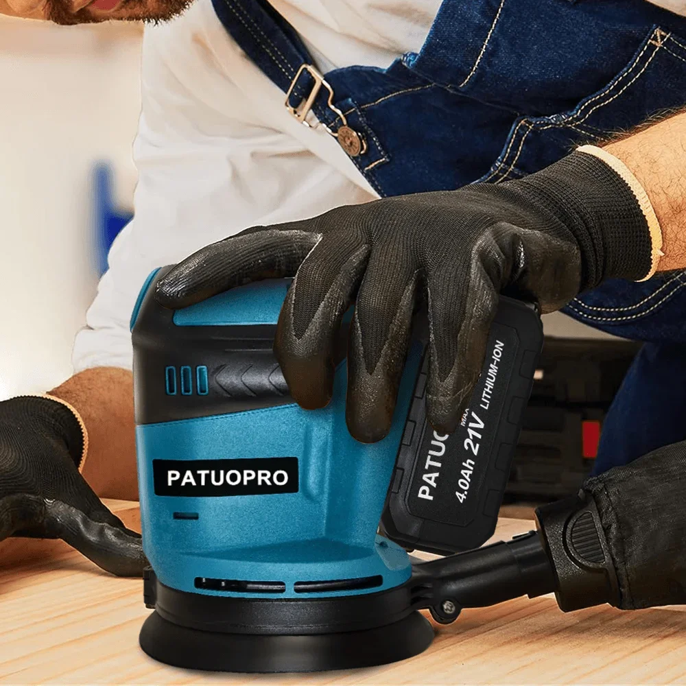 PATUOPRO Cordless Random Orbit Sander Electric Wood Grinder Polishing Machine Power Tools For Makita 18V Battery(No Battery)