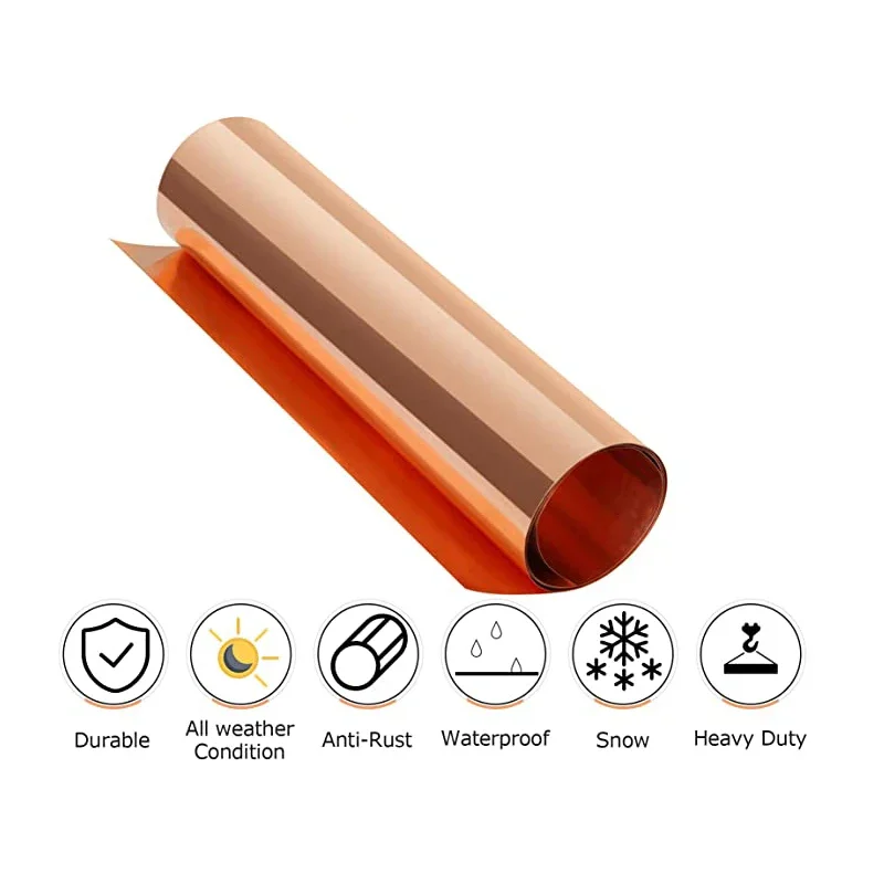 1pcs 99.9% Pure Copper Cu Metal Sheet Foil 0.01-0.5mm Thickness Copper Sheet  Copper Strip for Jewelry Crafts Repairs Electrical