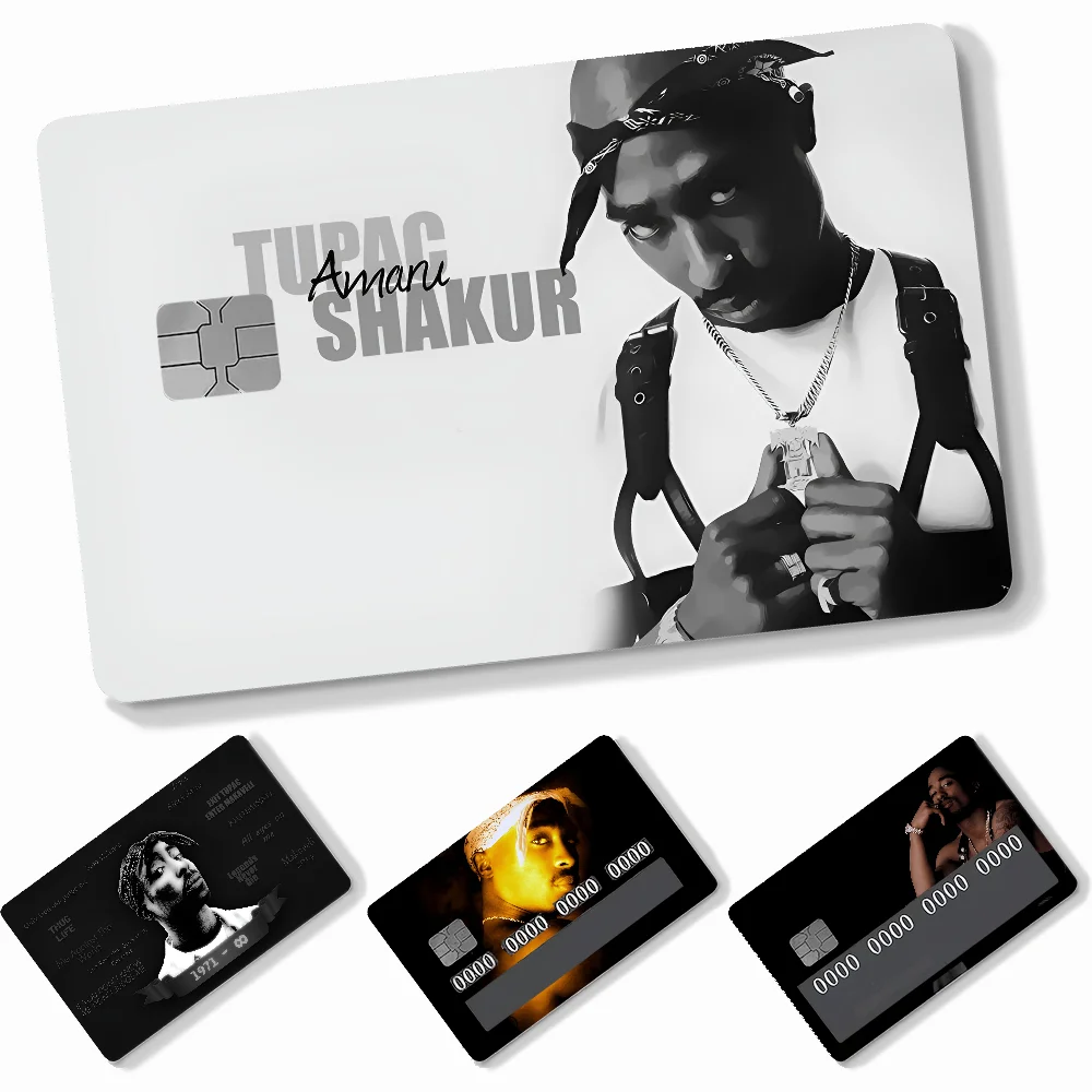 Singer 2pac Stickers 4pcs PVC Credit Card Skin Stickers Removable Self-adhesive Protective Film
