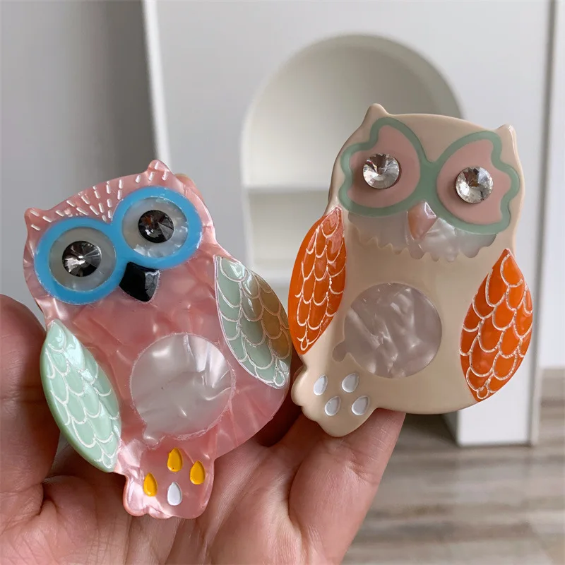 

Cartoon Colorful Owl Rhinestone Non-slip Ponytail Shark Clamp Hair Clip Claw For Women New Oversize Hair Accessories Tool