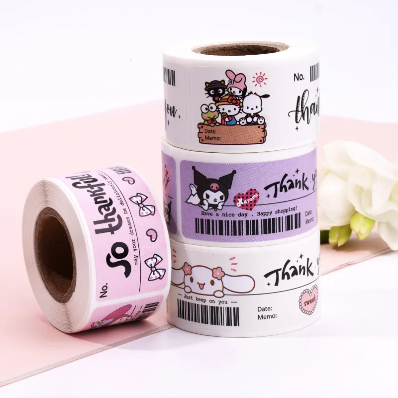 120Pcs/Roll Anime Kawaii Sanrio Afdichtingsstickers Kuromi My Melodie Cinnamoroll Cartoon Briefpapier Sticker Hoge Uitziende Labels