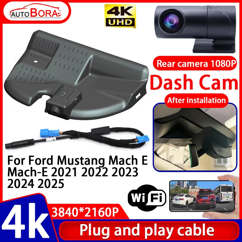 

Video Recorder Night Visio 4K Plug and Play Car DVR Dash Cam camera for Ford Mustang Mach E Mach-E 2021 2022 2023 2024 2025