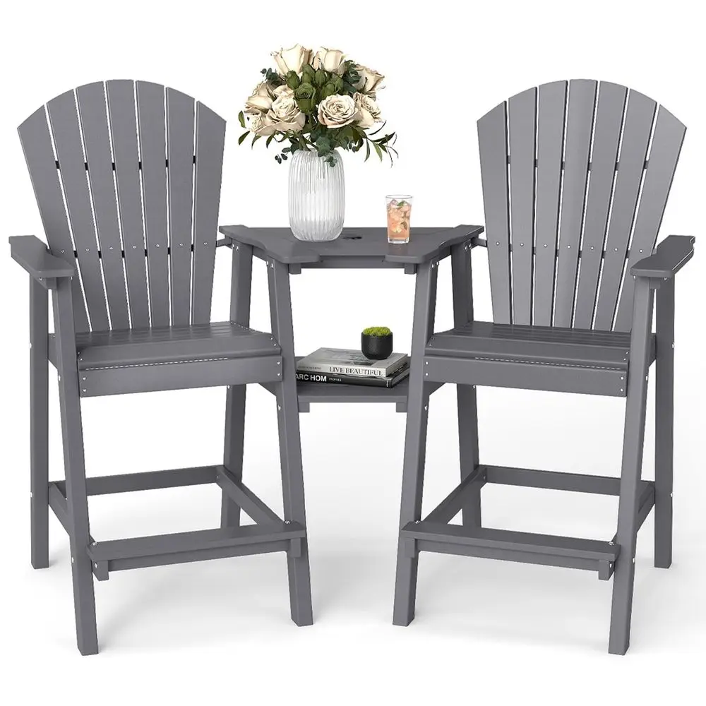 

Tall Adirondack Chair Set of 2, All Weather HDPE Bar Height Adirondack Chair with Double Connecting Trays, Adirondack Barstools