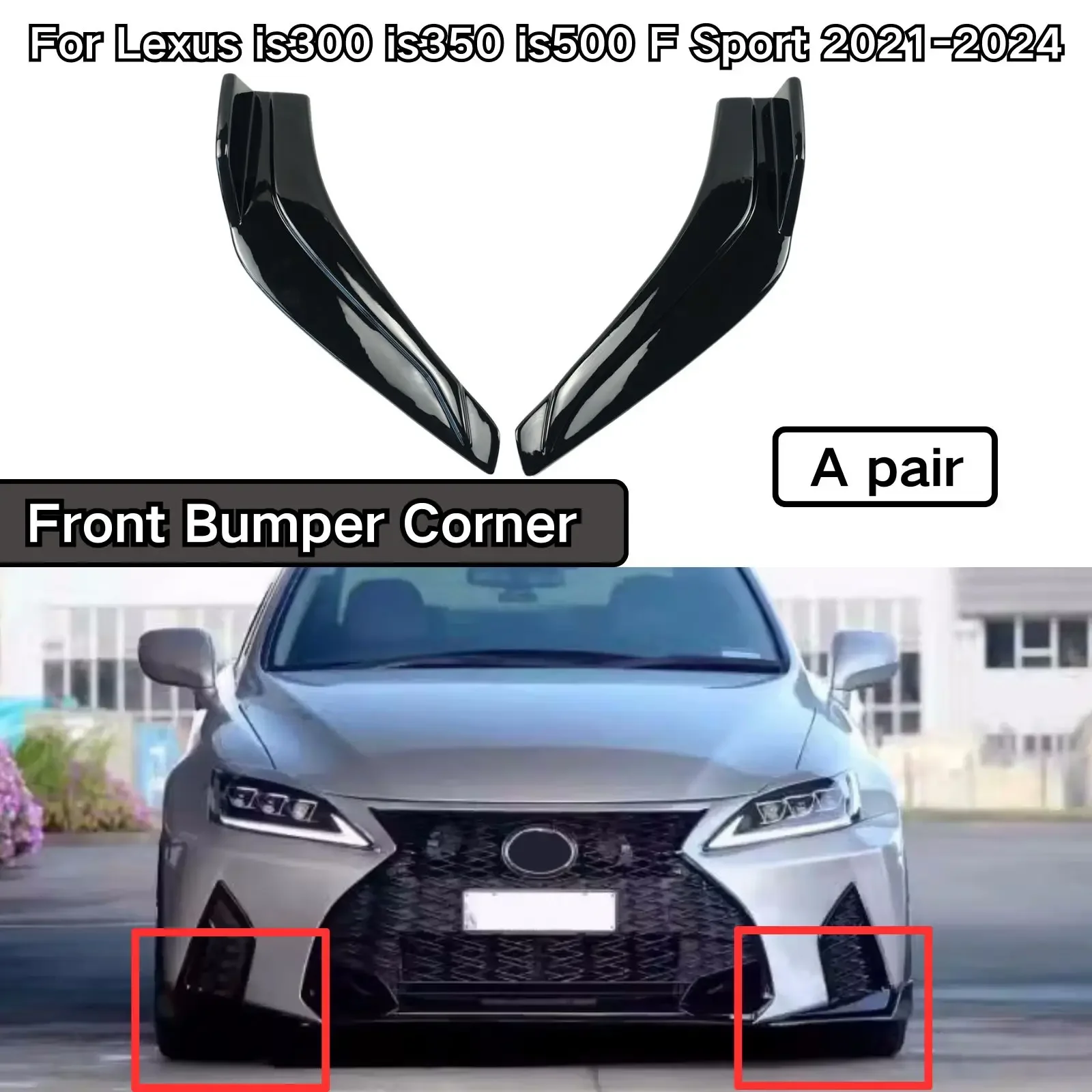 For Lexus Is300 Is350 Is500 F Sport 2021-2024 Front Bumper Corner Spoiler Splitter DIffuser Car Accessories Body Kit Protector