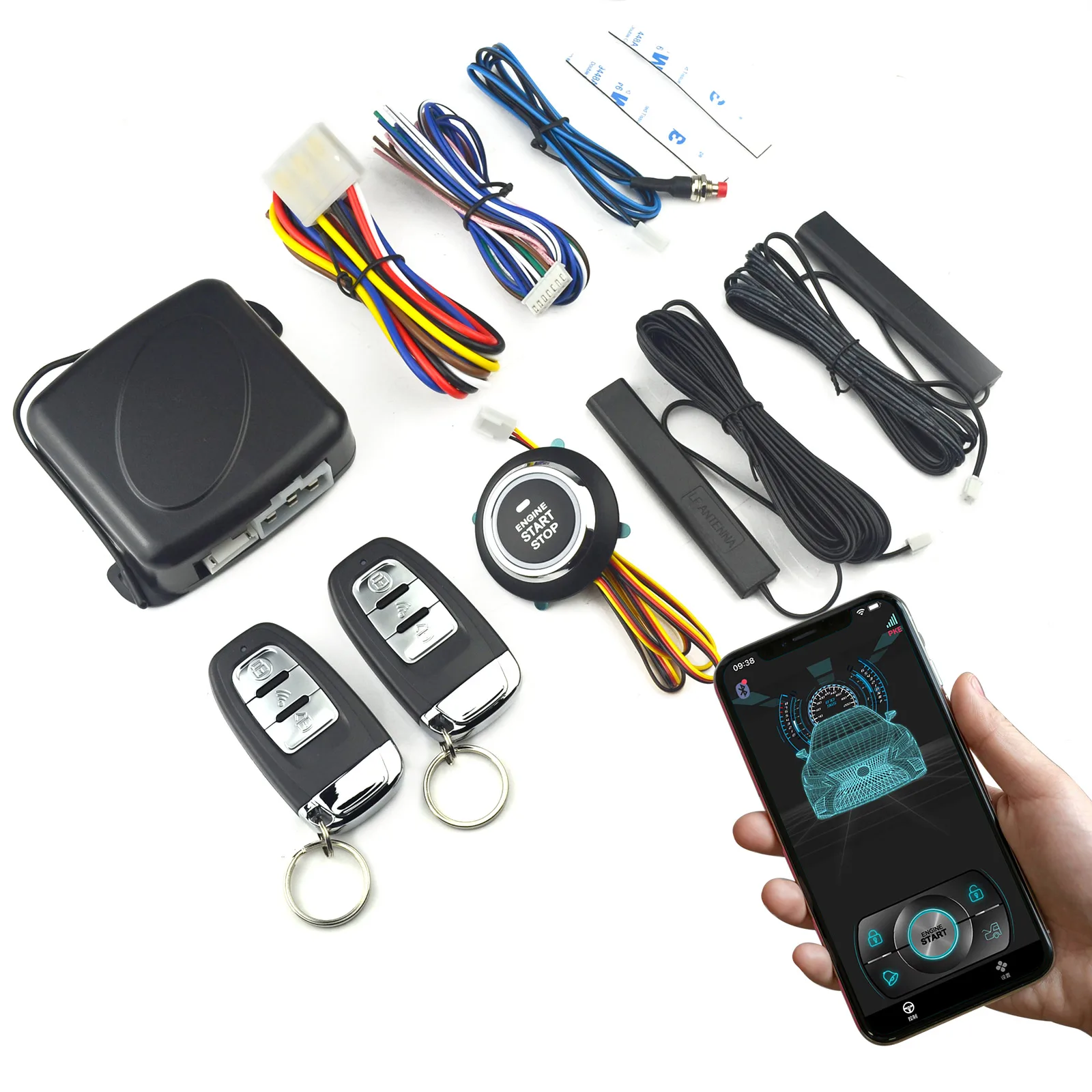 Car Alarm Automotive Start Stop Universal Central Locking Keyless Start System Remote Start Kit Phone APP Control