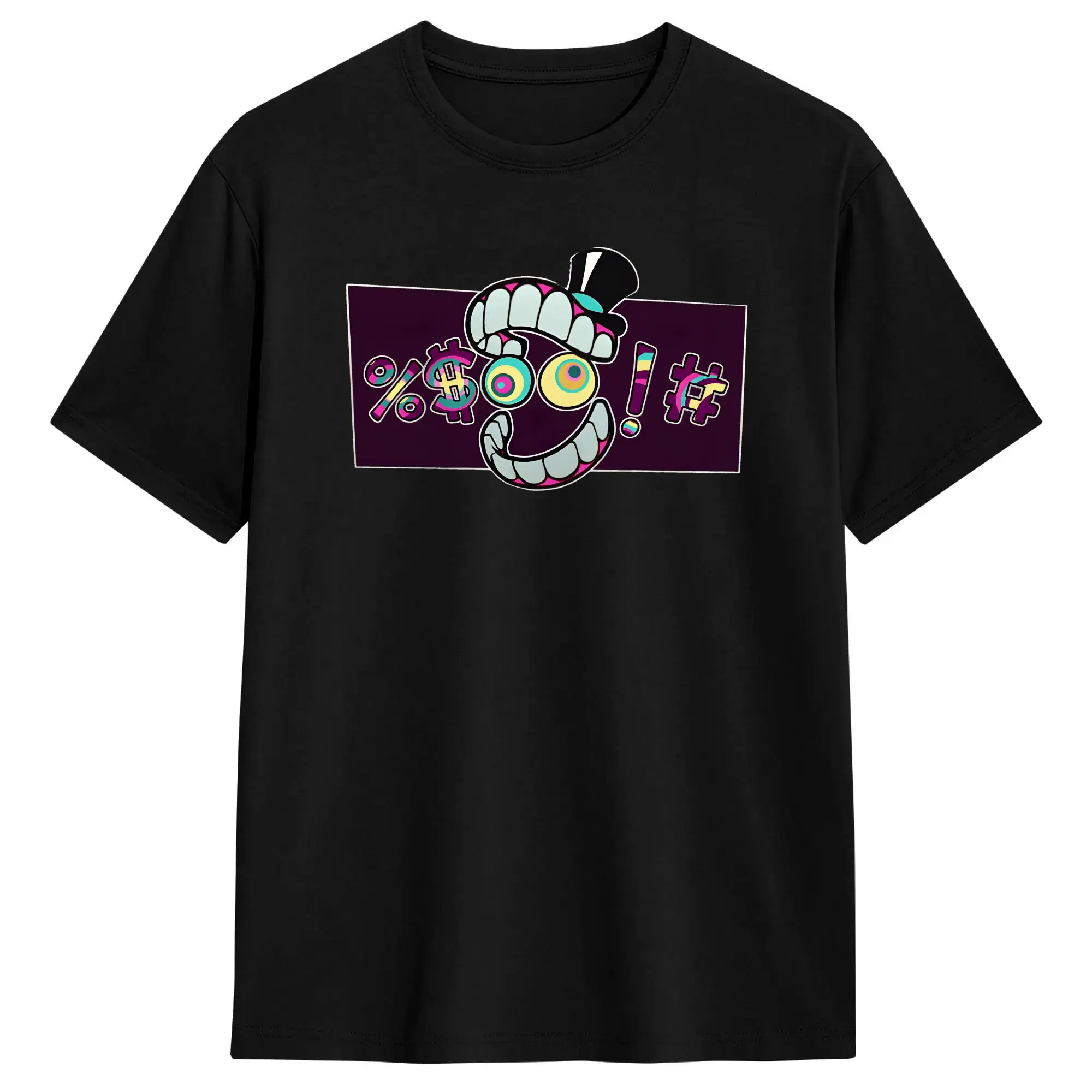Digital Abstract Circus Censor T Shirt Beach  Y2K Basic T Shirts Cotton Hippie Tee Shirt For Men Design Clothing