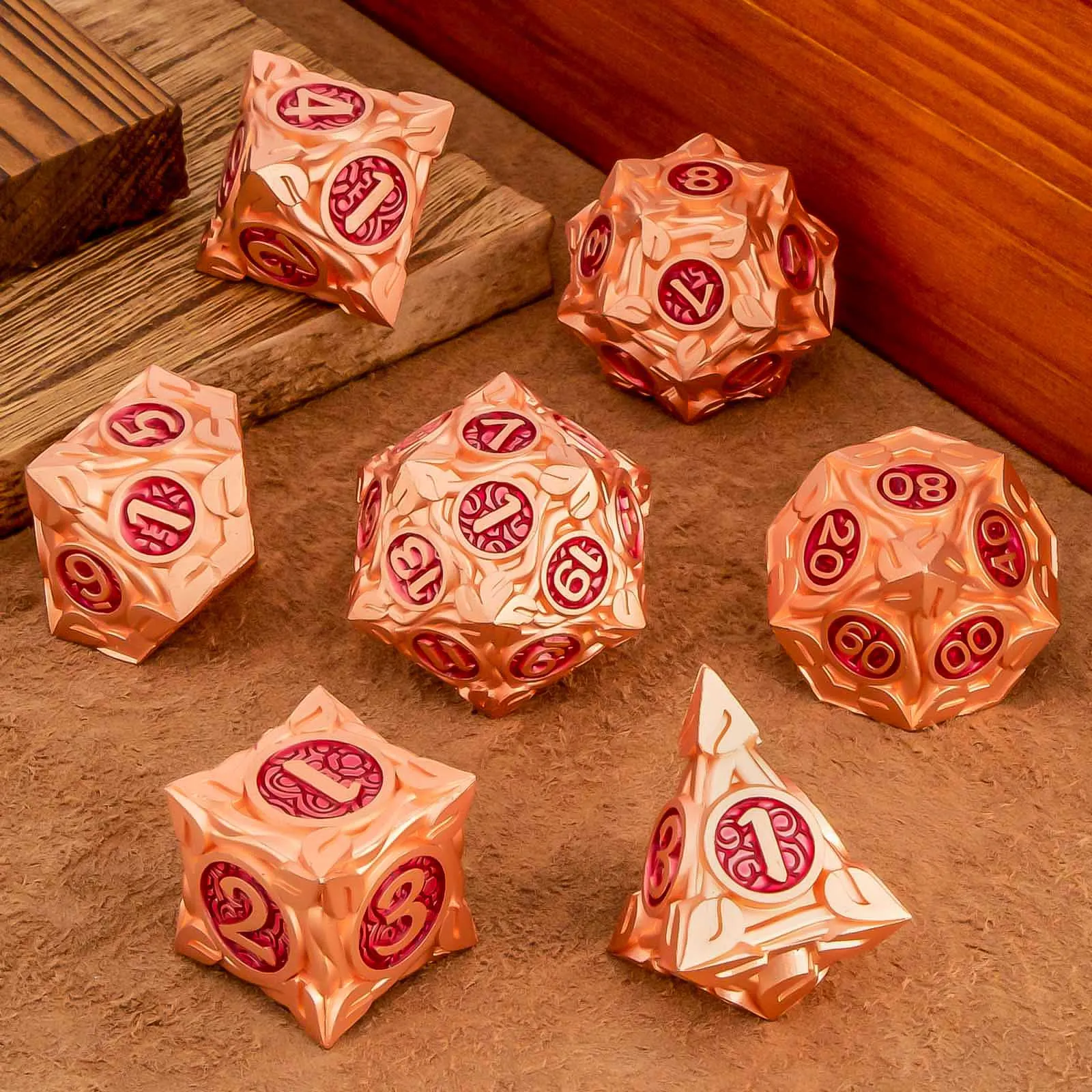 7-teiliges Würfelset DND Metall Komplettset für Dungeons and Dragons Polyedrische RPG D&D Geschenkidee – Detail 5