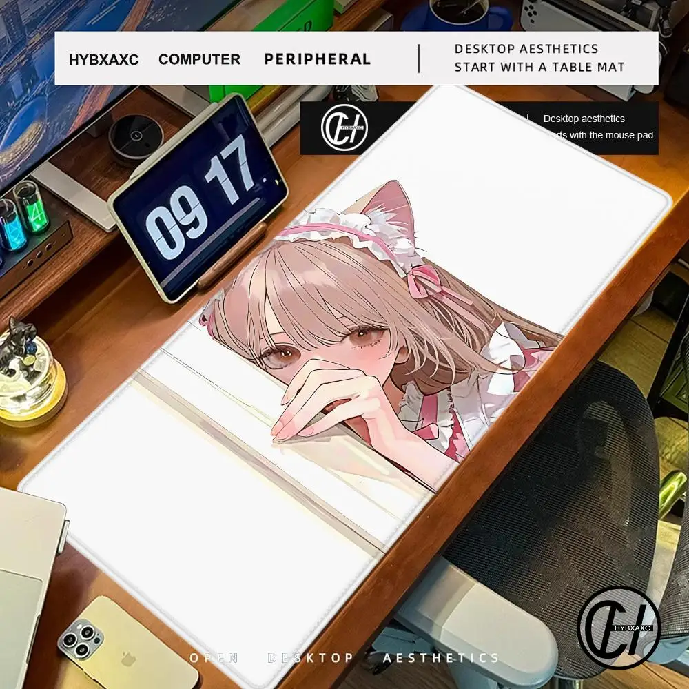 Cute Anime Girl Mouse Pad Pink Mousepad Big Kawaii Mouse Mat Computer Large Play Rubber Rug Girls Desk Mat HYBXAXC Beautiful