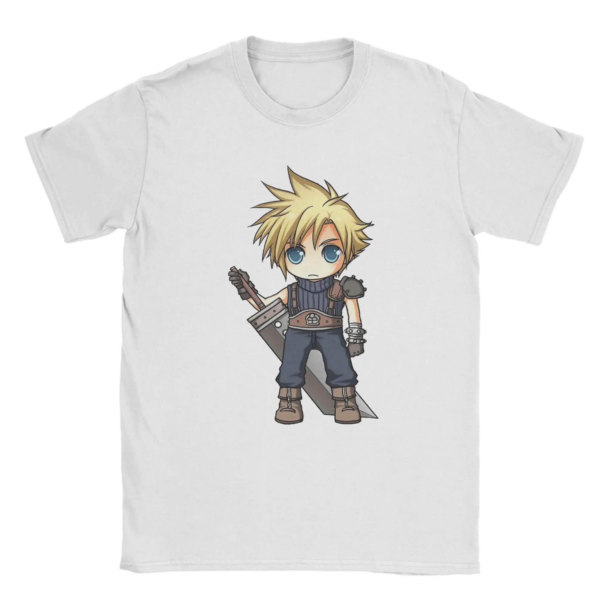 

Finaled Fantasyed 7 T Shirts Men Cotton Novelty T-Shirts Round Neck Cloud Strife Chibi Cute Tee Shirt Short Sleeve Clothing
