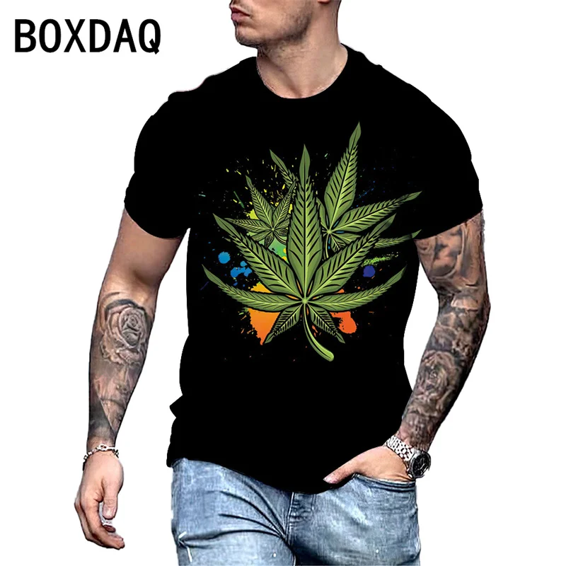 3D Marijuana No Smoking Print T-Shirt Men\'s Summer Short Sleeve O-Neck T Shirt 2023 New Oversized 6XL Fashion Men\'s Blouses