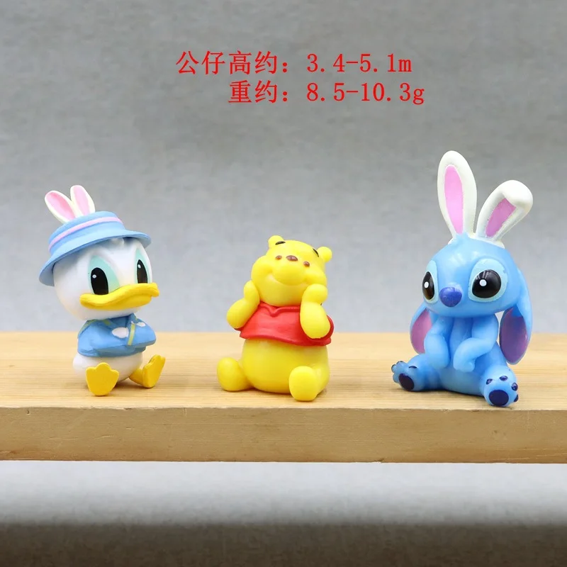 Cartoon Cute Stitch Pooh Bear Donald Duck  Action Figures Doll Decor Car Interior Desktop Miniature Ornament Accessories Toys