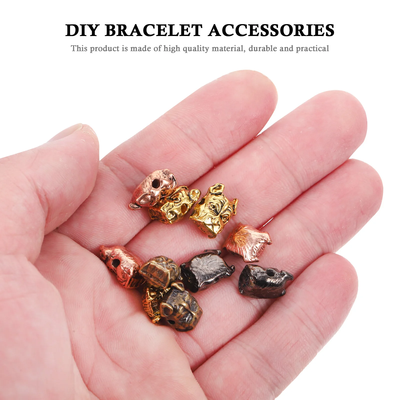 

10pcs Alloy Dog Head Spacer Beads Charms Jewelry Making Connector Bracelet Accessories Durable Creative DIY Projects