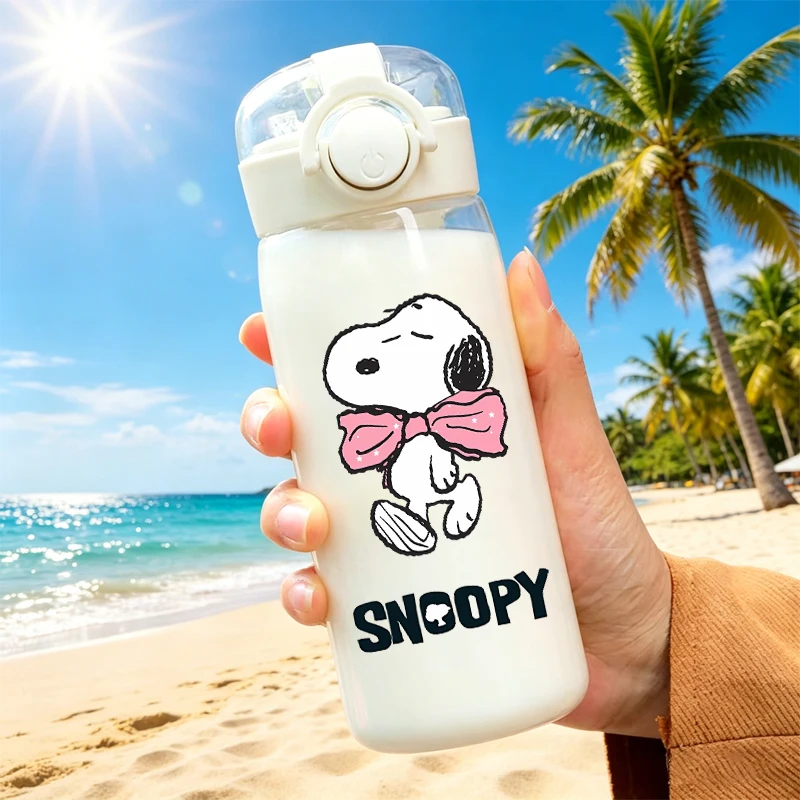 Snoopys 400ml Transparente Wasserbecher für Männer und Frauen Anime Cartoon Modebecher Studenten Tragbare Attraktive Wasserflasche Geschenke