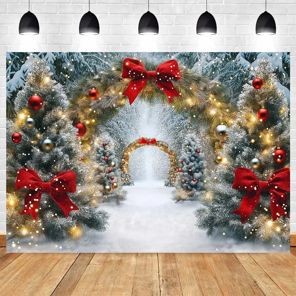 

Christmas Party Family Decor Backdrop Santa Closet Shelves Cupboard Snowy Bowknots Forest Snowflake Photography Backgrounds