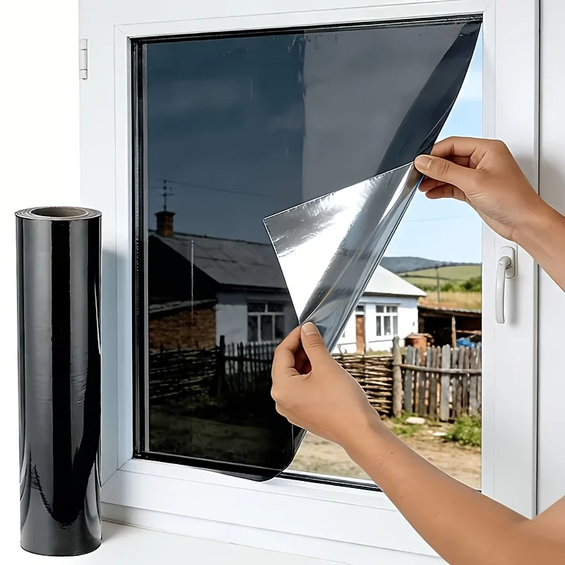 Large Size One Way Mirror Privacy Window Film Heat Control Sun Block Static Cling Removable for Living Room Bedroom Kitchen Home