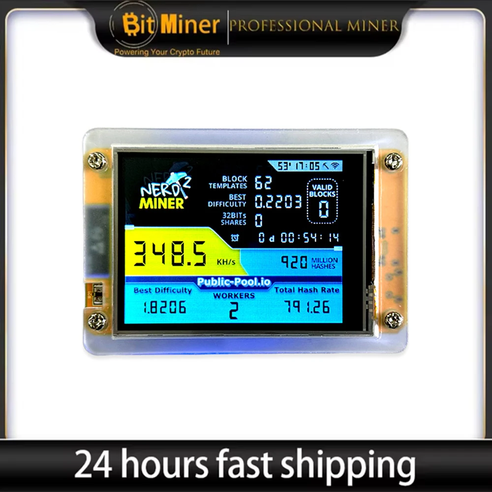 

NerdMiner V2 350 кГц/с 2,8-дюймовый мини-майнер биткойнов нммины лотерейные майнеры BTC одиночный майнер криптовалюто лотерейный майнер