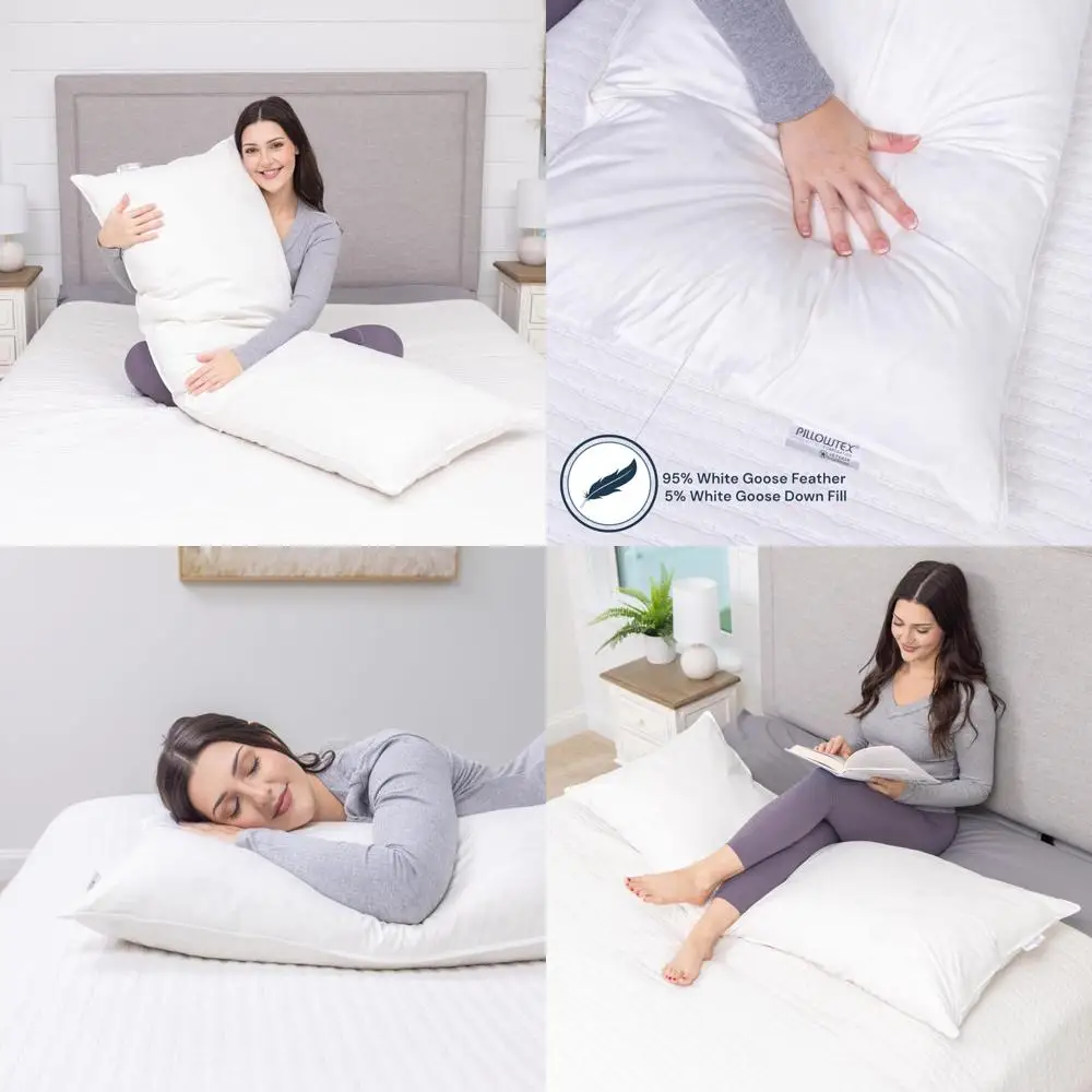 

White Goose Feather & Down 20x54 Body Pillow