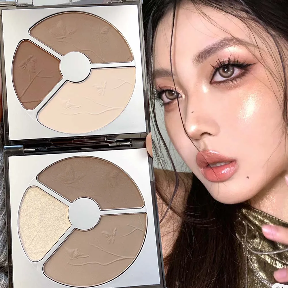 Tavolozza di contorno a 3 colori ombreggiatura del viso trucco in polvere per toelettatura 3D Contouring del naso bagliore illumina il contorno Shimmer Powder Cosmetic