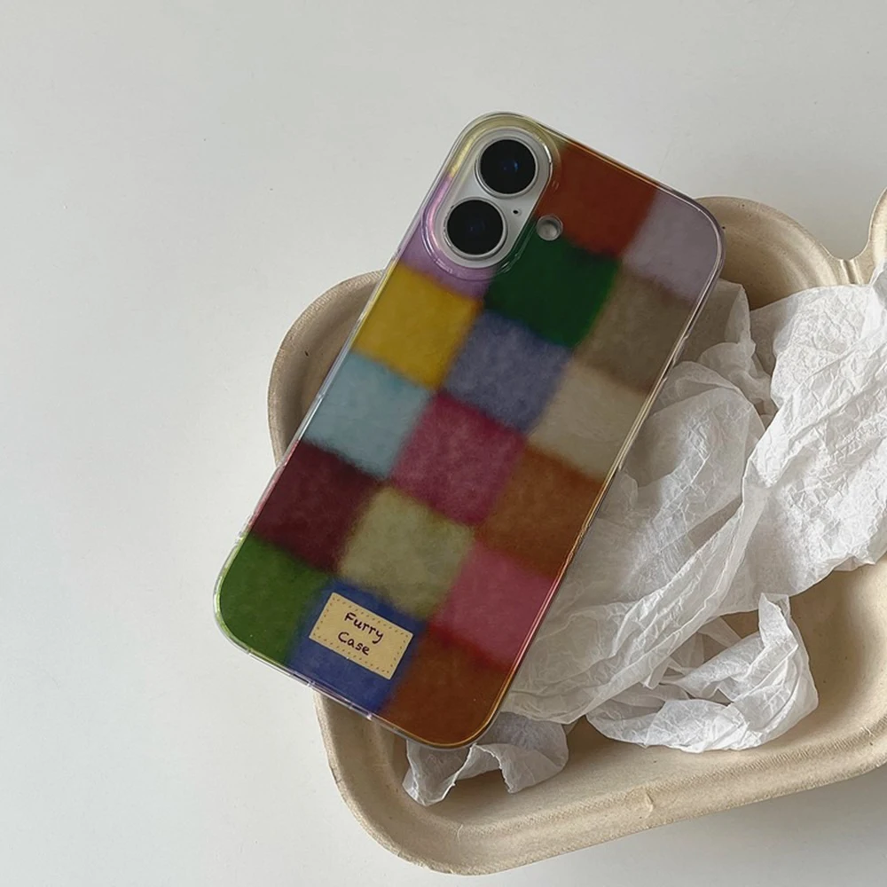 Color plaid luxury Phone Case for Samsung Galaxy S25 S24 S23 S22 S21 FE Ultra Plus 4G 5G Feather Texture Back Cover