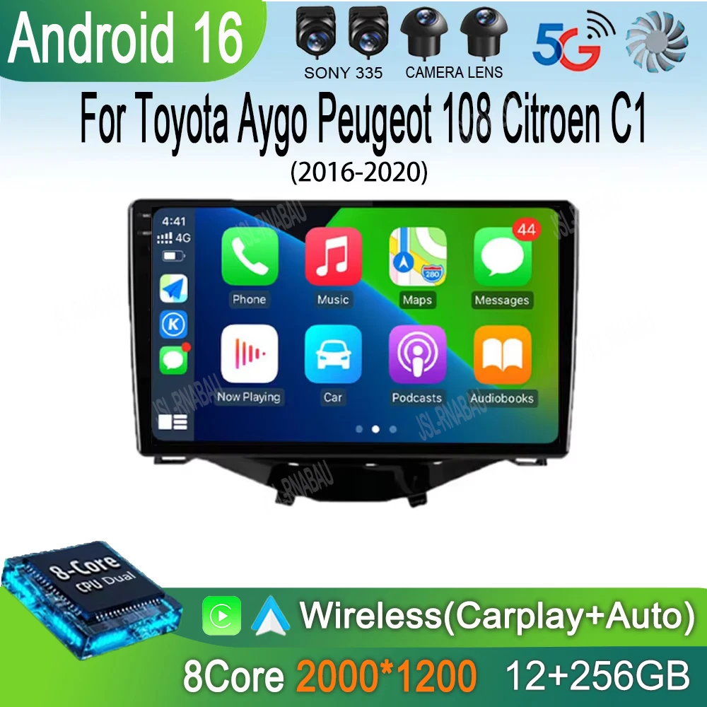 

Автомагнитола Android 16 Carplay для Toyota Aygo, Peugeot 108, Citroen C1 2016-2020, мультимедийный плеер с GPS, стерео, DSP, Bluetooth