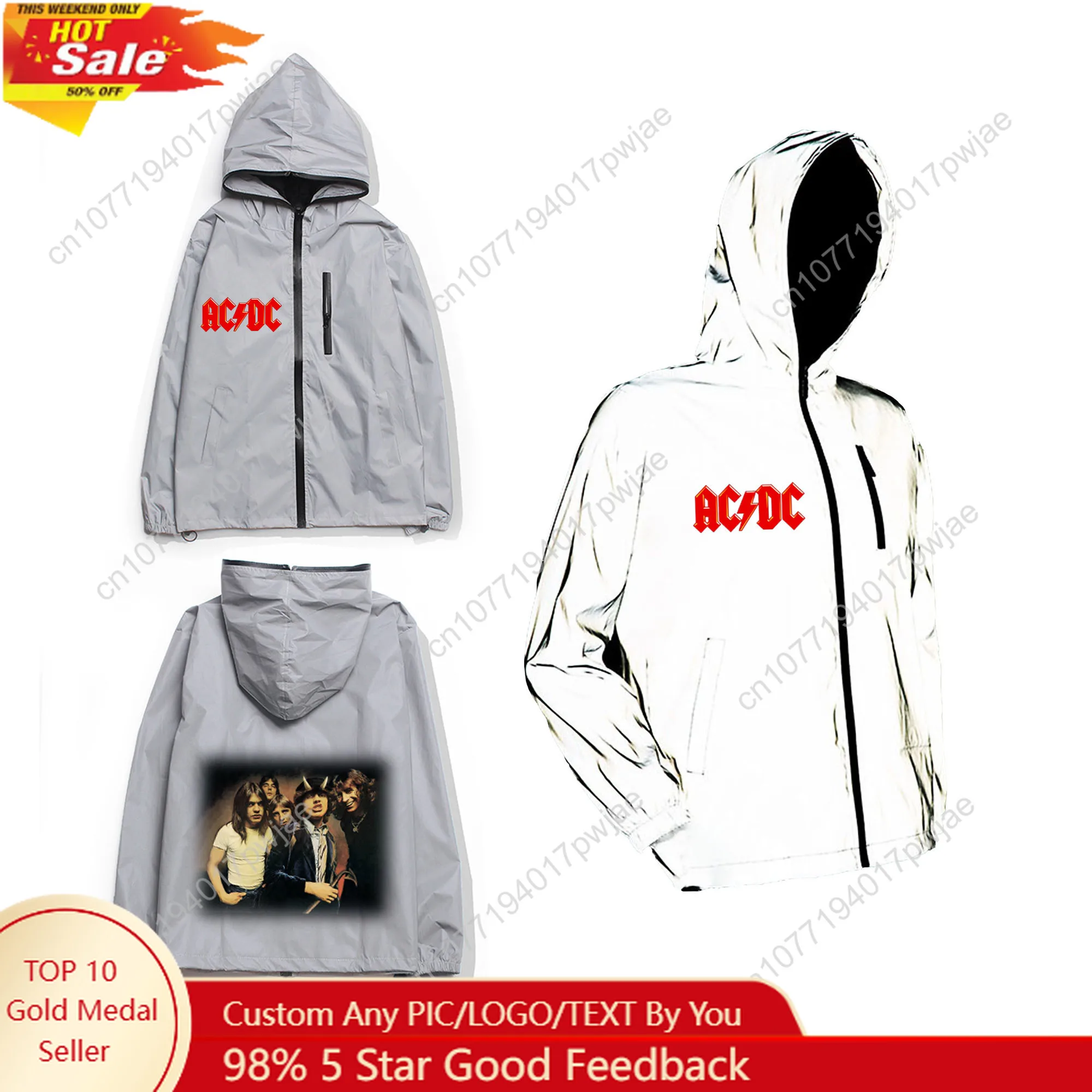 

A-AC Reflective Jacket Vintage Rock D-DC Mens Womens Coat Hooded Windbreaker Run Pocket Jackets Customized Hoodie
