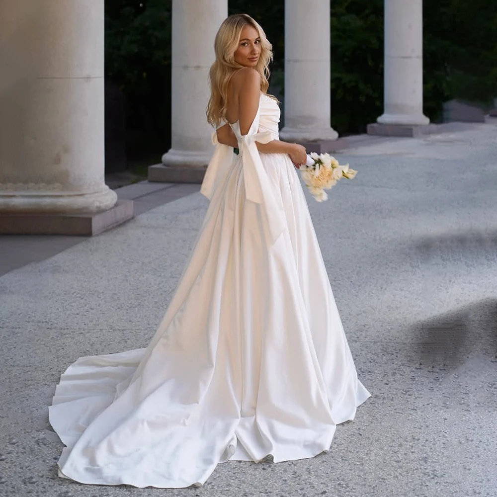 

Princess Strapless With Peals Ball Gown For Wedding A-Line Wedding Dress Sweep Large Train robe de mariée vestidos de novia