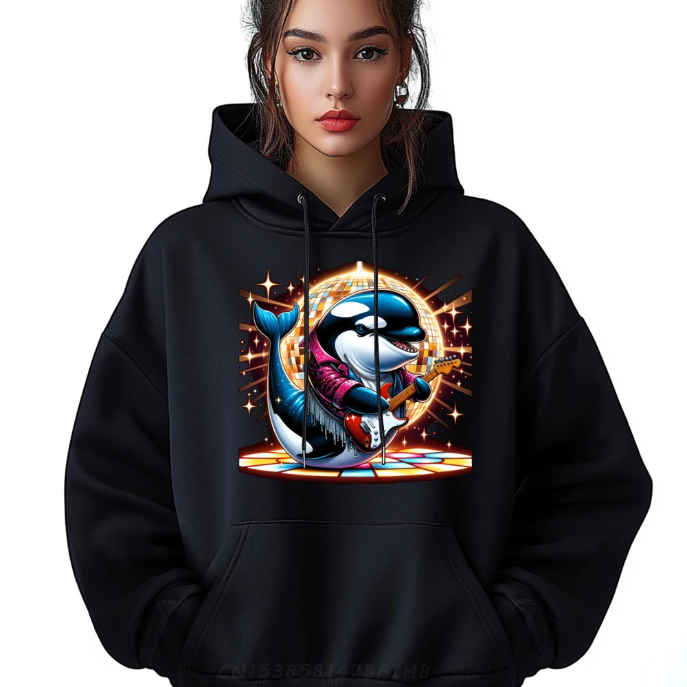 

Disco Ball Guitar Orca Whale New Hoodies Couples Fashionable and trendy Harajuku Tops Hoodies Thanksgiving