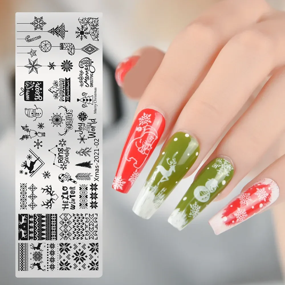 Christmas Stamping Plate Snowflake Santa Claus Pattern Nail Stamping Template Christmas Tree Image Plate Christmas Nail Stencils