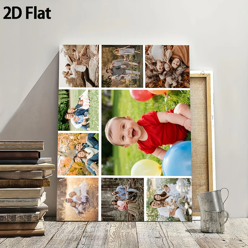 Custom Upload 9 Photos Collage Custom Canvas Painting, 9‑Grid Memory Picture Poster, Personalized Multi‑Photo Wall Art, Unframed