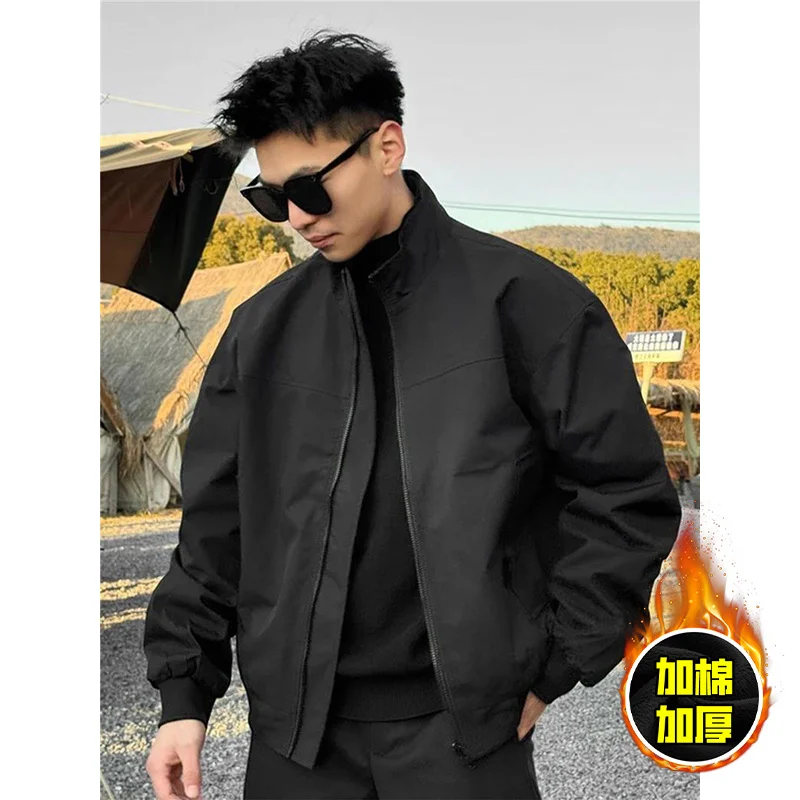 GIOIOMEN ملابس قطنية ، 2025New النمط الأمريكي سميكة القطن الدافئة الوقوف طوق فضفاض عادية الرجال الشتاء سترة معطف #1