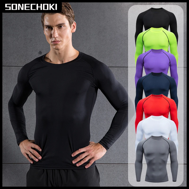 Compression Running Top Men Long Sleeve Shirt For Male Gym Clothing Quick Dry Sportswear Fitness Tee Training Workout Muscle Top