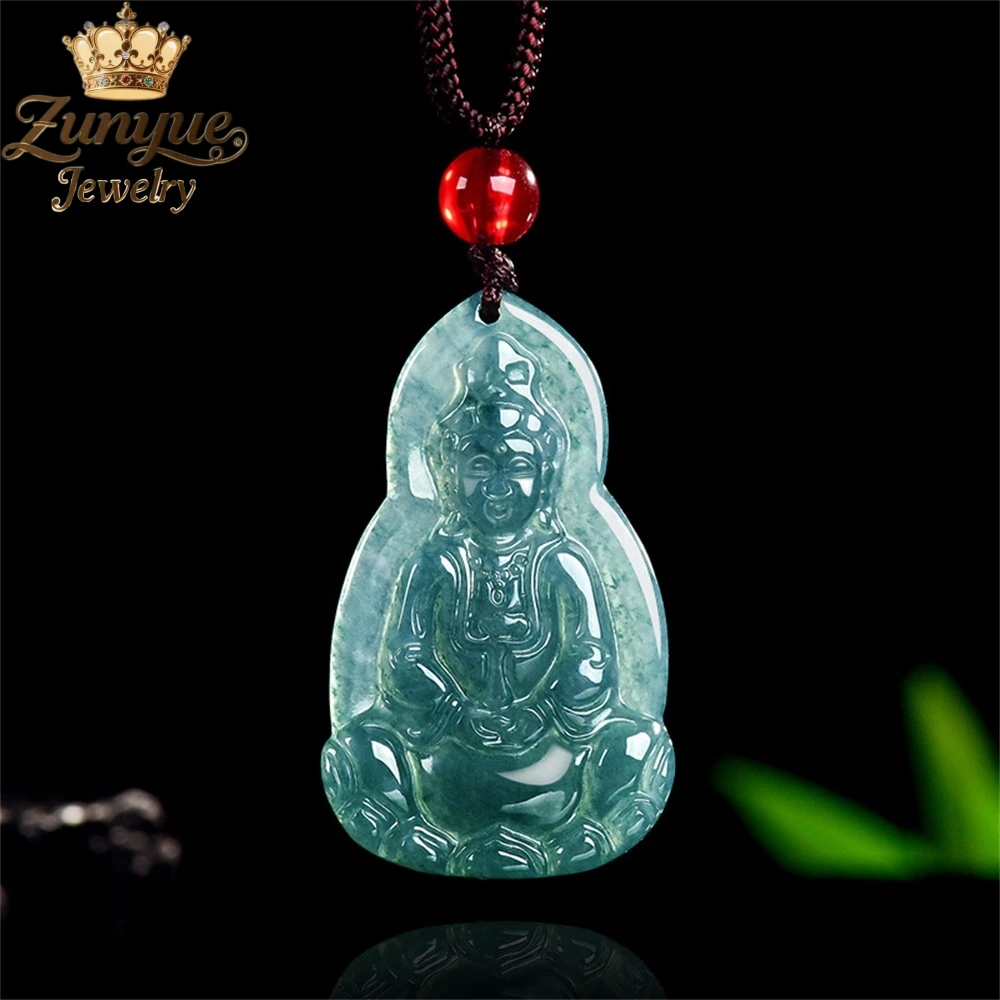 

Natural A-Grade Jade Blue Water Pure Bottle Guanyin Bodhisattva Pendant Luxury Quality Jewelry Exquisite Charms Elegant Popular