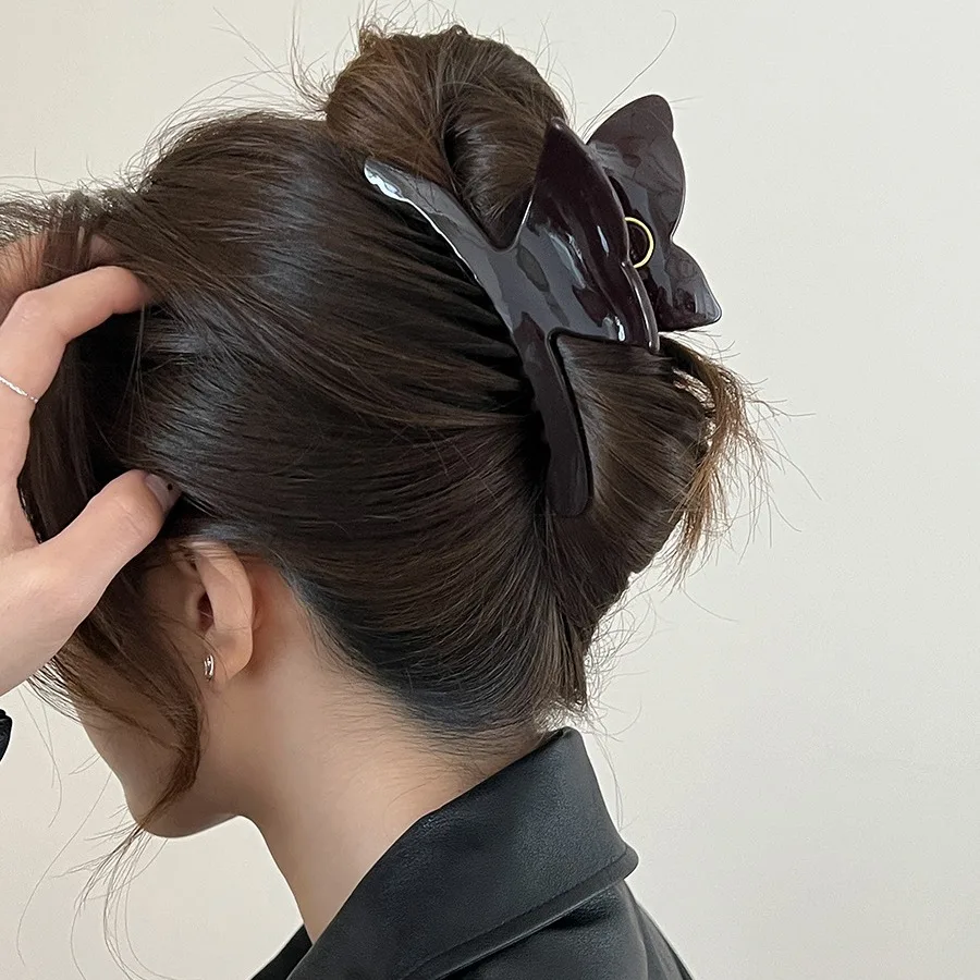 Acrylic Butterfly Wing Hair Claw Clip French Korean Style Soft Premium Updo Shark Hair Accessory for Women Daily Elegant Beige