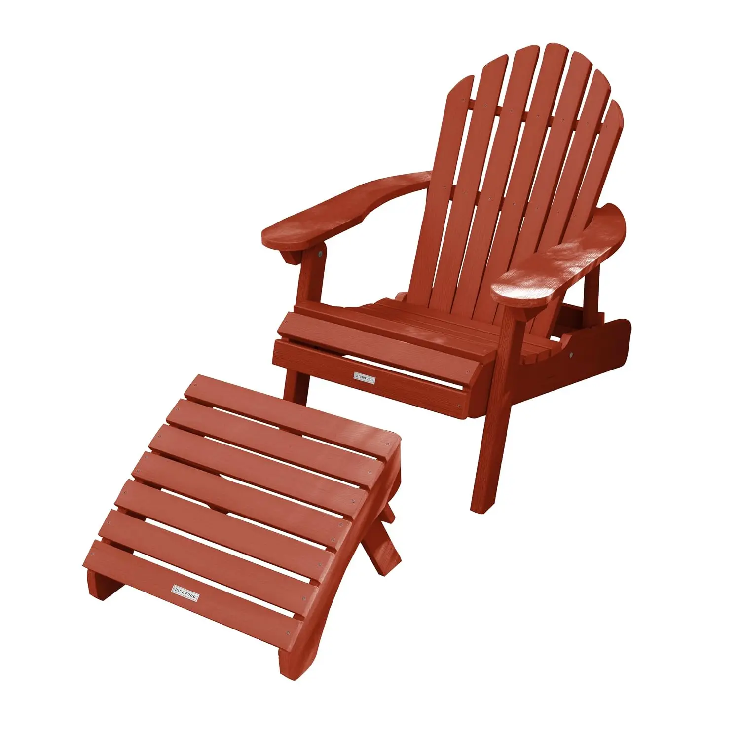 Folding & Reclining Adirondack Chair with Ottoman, Weather-Resistant Poly Lumber, Patio Lounge Furniture, Customized