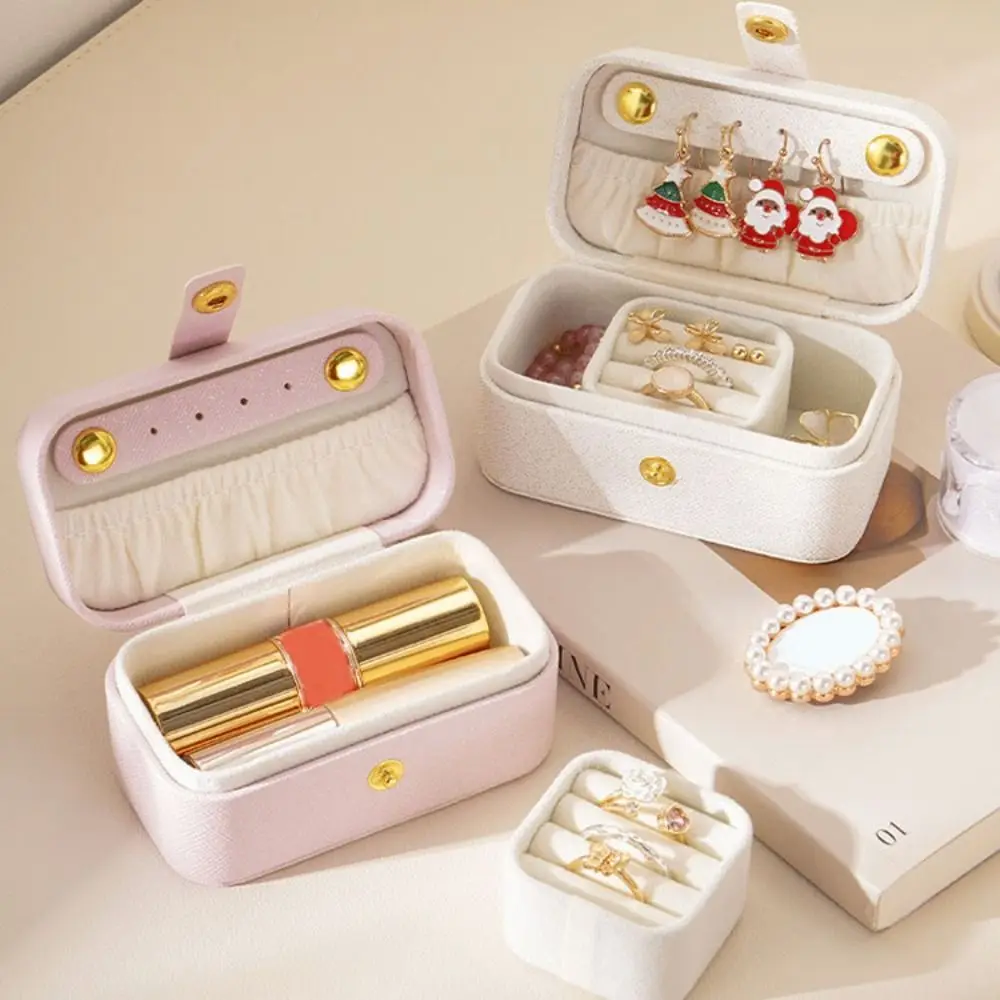 

Cute PU Leather Jewelry Storage Box Solid Color Flip Cover Jewelry Display Case Mini Packing Ring Necklace Case Container