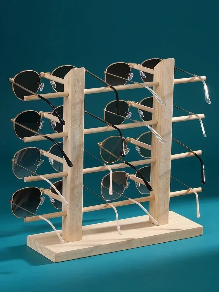 Multi Layers Wood Sunglass Display Racks Shelf Eyeglasses Show Stand Jewelry Holder for Multi Pairs Glasses Showcase Women