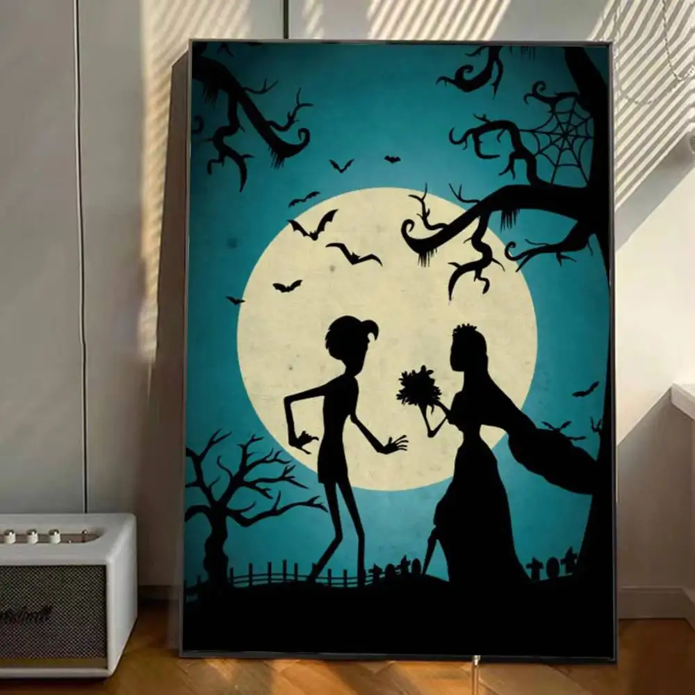 تيم بيرتون جثة العروس ملصق الفيلم ملصقات الفن جداريات حائطية ديكور لعبة غرفة ديكور الهدايا Kawaii HD اللوحة سيارات القط