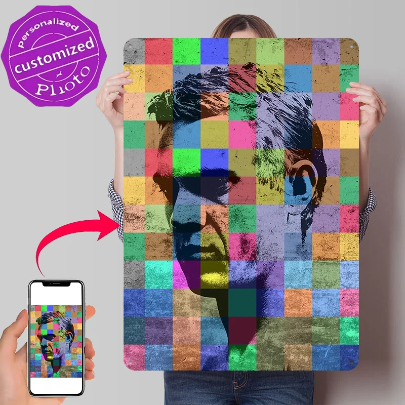 Steve McQueen Patchwork Portrait 3D Texture Metal Poster Customized Wall Art Tin Sign Gift for Mancave Room Decorating Interior
