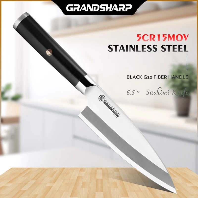 6.5 Inch Professional Japanese Deba Knife Stainless Steel Cutting Fish Chef's Kitchen Knives Salmon Tuna Sashimi Slicing Knives